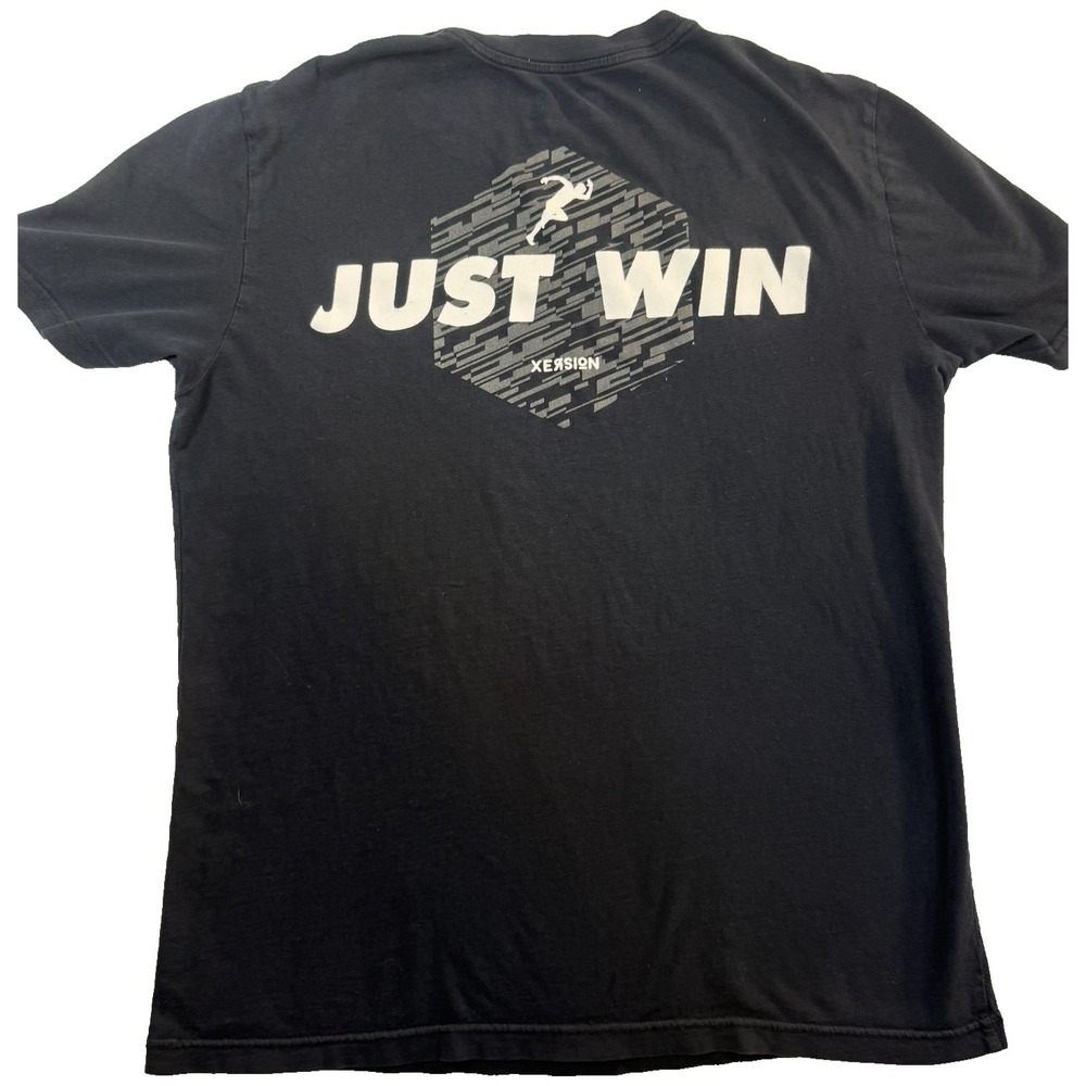 Xersion Just Win TShirt Mens M Black Running Man Athletic Activewear Workout
